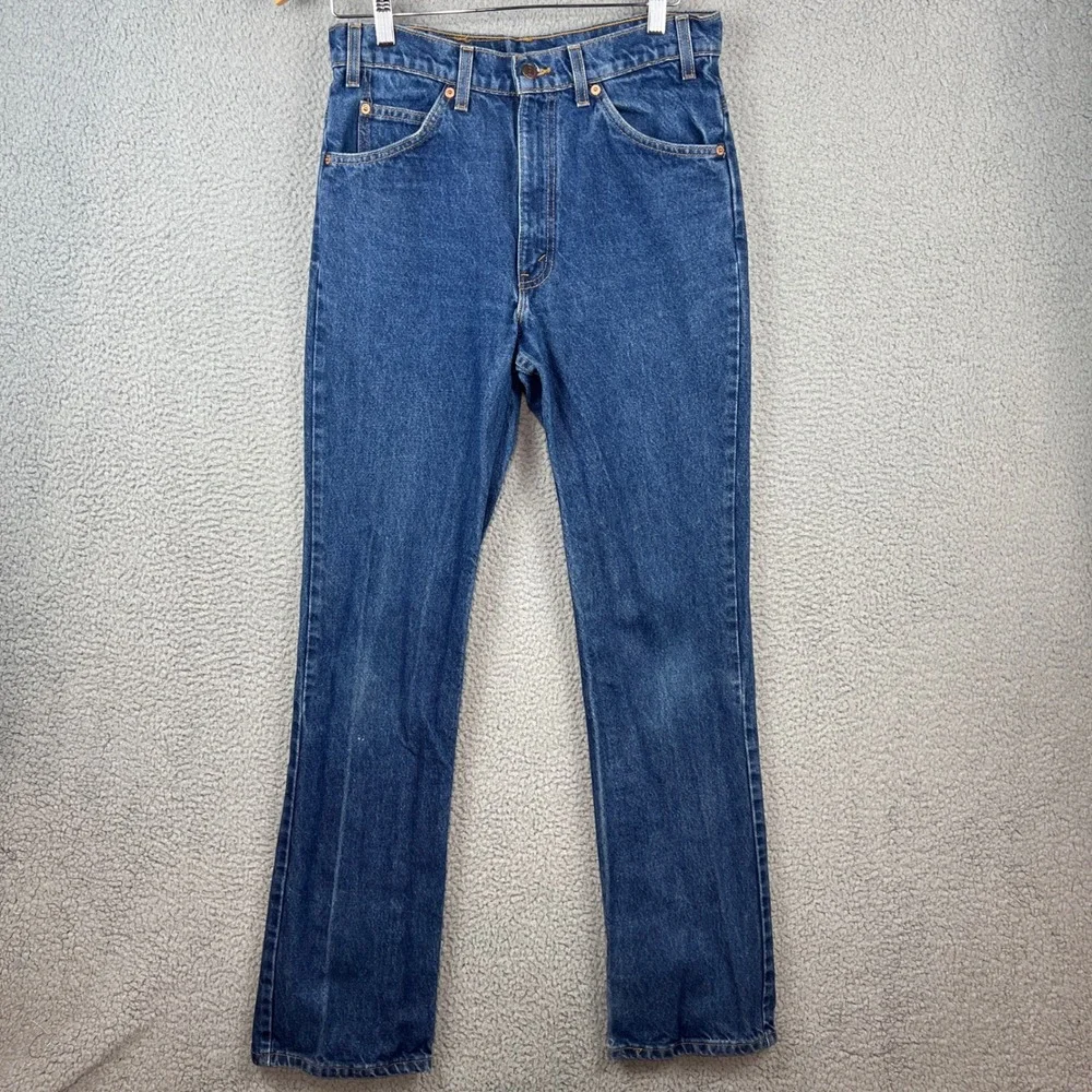 Vintage Levis 517 Orange Tab Jeans 32x34 Blue Bootcut Denim Made in USA Mens